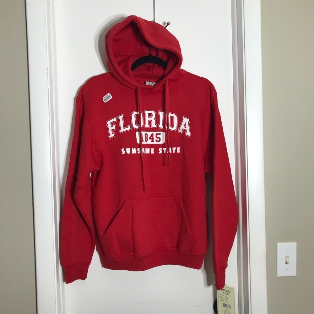 Pacific & Co. The Perfect Unisex Hoodie Florida 1845 Sunshine State Red Sz S New